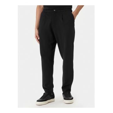 Pantaloni din amestec de viscoza cu talie medie si croiala conica