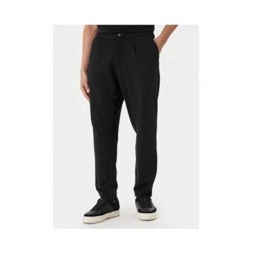 Pantaloni din amestec de viscoza cu talie medie si croiala conica