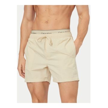 Pantaloni scurti de baie cu buzunare laterale si talie elastica cu snur