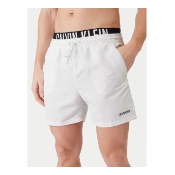 Pantaloni scurti de baie cu buzunare laterale - talie elastica cu snur si logo