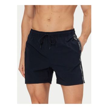 Pantaloni scurti de baie cu buzunare - talie elastica cu snur si banda logo in partile laterale
