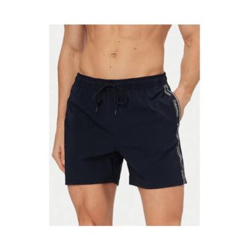 Pantaloni scurti de baie cu buzunare - talie elastica cu snur si banda logo in partile laterale