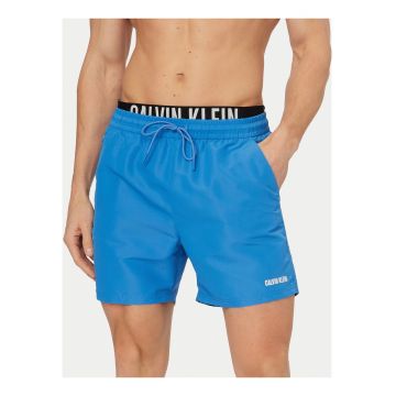 Pantaloni scurti de baie cu coriala regular fit si talie elastica cu snur