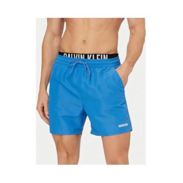 Pantaloni scurti de baie cu coriala regular fit si talie elastica cu snur
