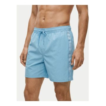 Pantaloni scurti de baie cu talie elastica - snur si banda logo in partile laterale
