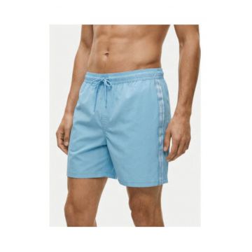Pantaloni scurti de baie cu talie elastica - snur si banda logo in partile laterale