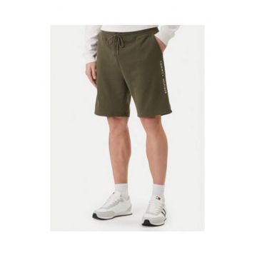 Pantaloni scurti de trening din amestec de bumbac cu buzunare si snur in talie
