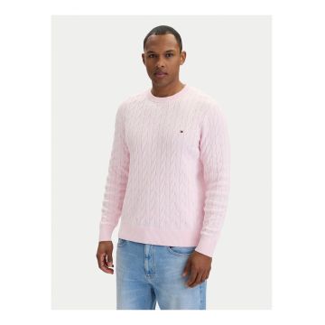 Pulover slim fit cu decolteu la baza gatului -