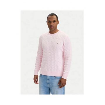Pulover slim fit cu decolteu la baza gatului -