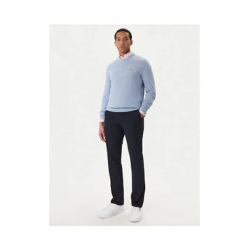 Pulover uni slim fit din bumbac -