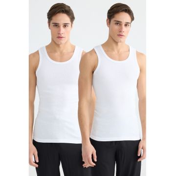 Set de top-uri din bumbac - 2 piese - Alb