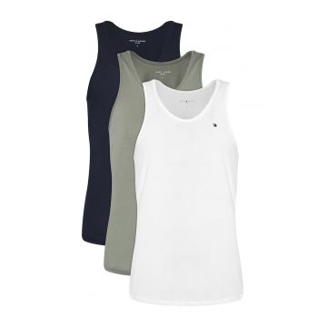 Set de topuri din bumbac cu logo discret - 3 piese