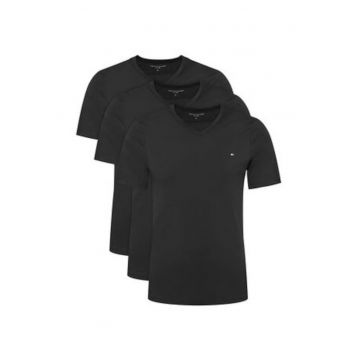 Set de tricouri din bumbac cu croiala regular fit si decolteu in V - 3 piese
