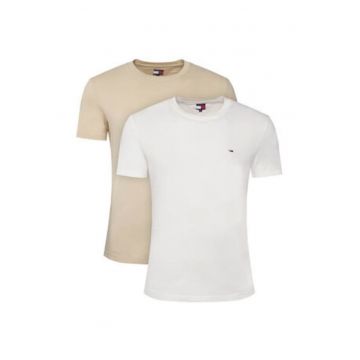 Set de tricouri din bumbac cu decolteu la baza gatului - 2 piese