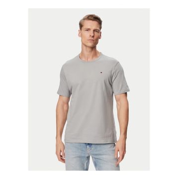 Set de tricouri regular fit uni din bumbac cu decolteu la baza gatului si logo discret - 3 piese