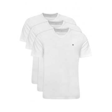 Set de tricouri uni din bumbac cu decolteu in V - 3 piese