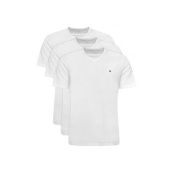 Set de tricouri uni din bumbac cu decolteu in V - 3 piese