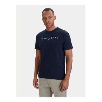 Tricou din bumbac cu decolteu la baza gatului si imprimeu text -