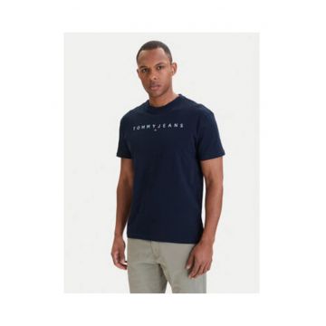 Tricou din bumbac cu decolteu la baza gatului si imprimeu text -