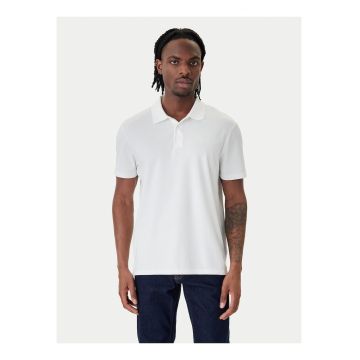 Tricou din bumbac cu guler polo si aspect striat