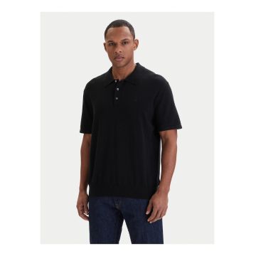 Tricou din bumbac cu guler polo si model uni
