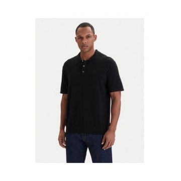 Tricou din bumbac cu guler polo si model uni