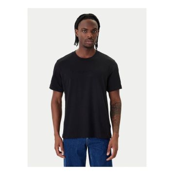 Tricou din bumbac cu model uni si imprimeu discret
