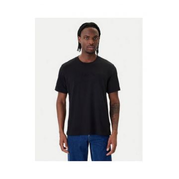 Tricou din bumbac cu model uni si imprimeu discret