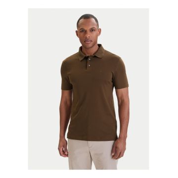 Tricou din bumbac slim fit cu guler polo
