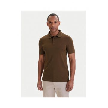 Tricou din bumbac slim fit cu guler polo