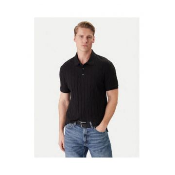 Tricou polo din bumbac cu aspect striat