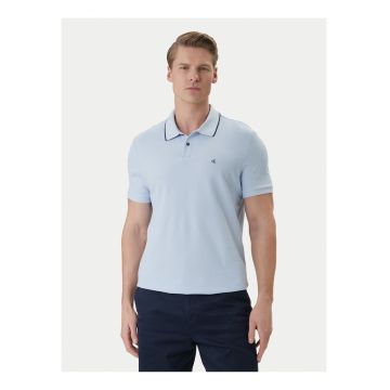 Tricou polo din bumbac cu dungi contrastante
