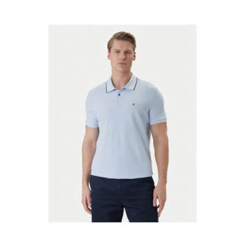 Tricou polo din bumbac cu dungi contrastante