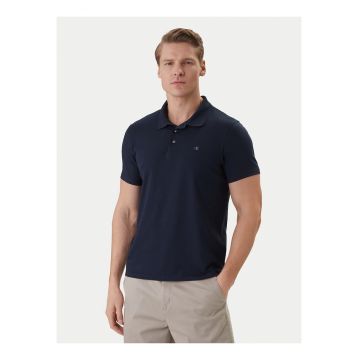 Tricou polo din bumbac cu logo discret si stantat