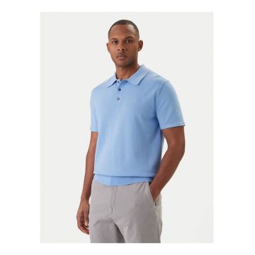 Tricou polo din bumbac cu model uni si slituri la terminatie