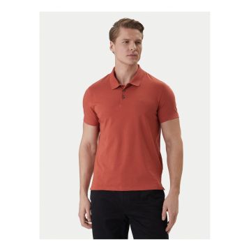 Tricou polo din bumbac cu nasturi contrastanti si terminatii striate