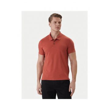 Tricou polo din bumbac cu nasturi contrastanti si terminatii striate