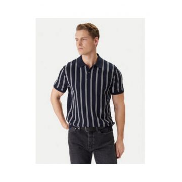 Tricou polo din bumbac in dungi