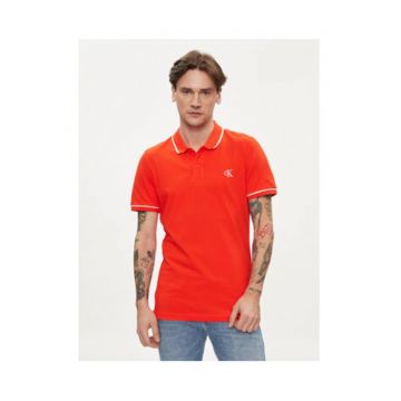 Tricou polo slim fit cu detalii contrastante -