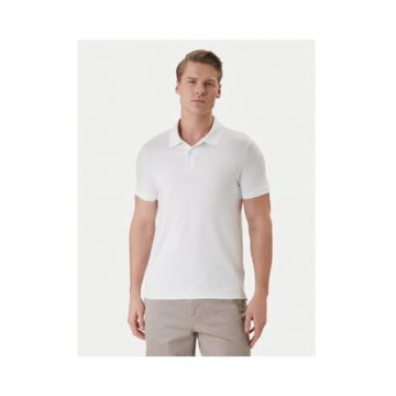 Tricou polo slim fit din bumbac cu model uni -