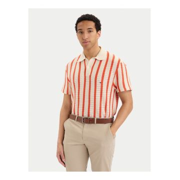 Tricou polo texturat in dungi