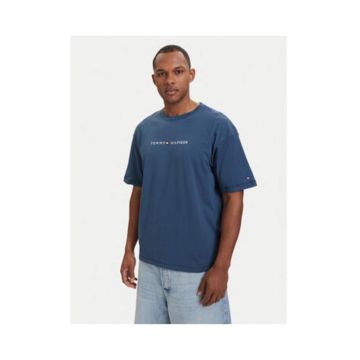 Tricou regular fit cu imprimeu pe piept si maneci cazute -