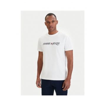 Tricou regular fit cu imprimeu pe piept si maneci scurte -
