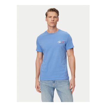 Tricou slim fit din bumbac cu logo discret pe maneca