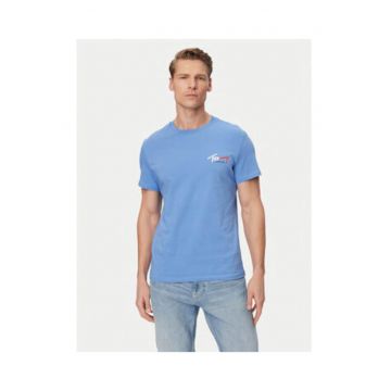 Tricou slim fit din bumbac cu logo discret pe maneca