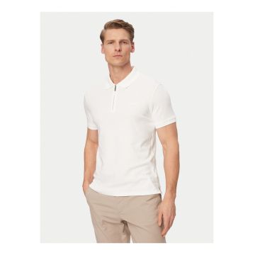 Tricou slim fit polo din bumbac cu model uni