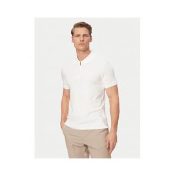 Tricou slim fit polo din bumbac cu model uni