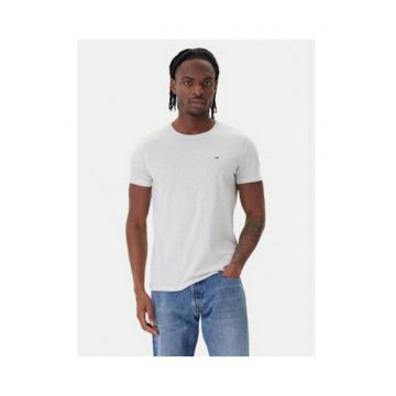 Tricou uni din bumbac cu decolteu la baza gatului.