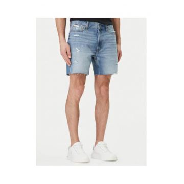 Blugi scurti slim fit cu rupturi decorative -