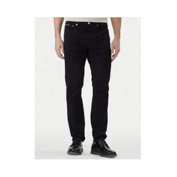 Blugi slim fit uni cu talie medie si buzunare multiple